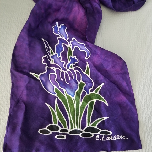 Chelline Larsen Hand Painted Silk Scarf - Picture 2 of 6